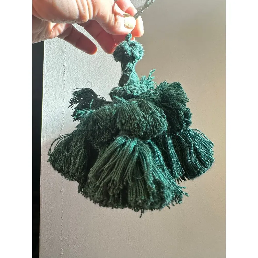 French Tassel Furniture Key Fob emerald Green Cotton *Shabby Chic Vintage